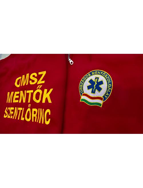 OMSZ mentők pulóver hímzése