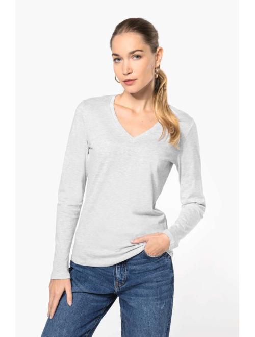 LADIES' LONG SLEEVE V-NECK T-SHIRT