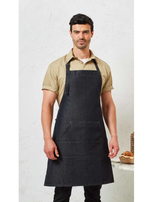 JEANS STITCH DENIM BIB APRON