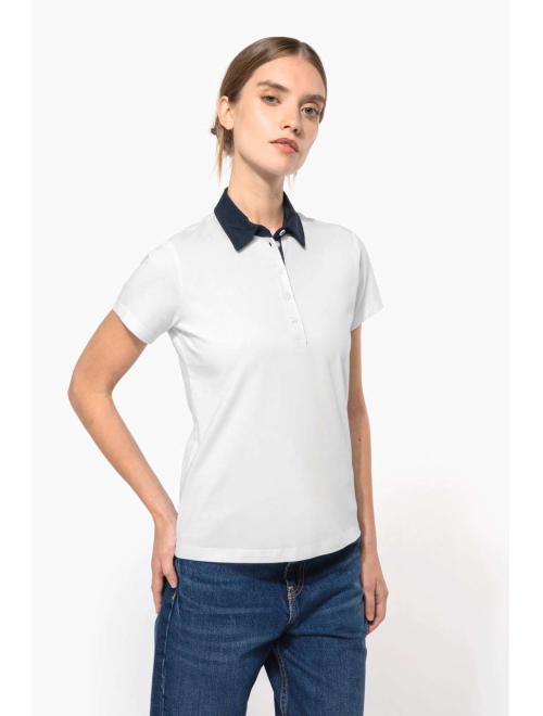 LADIES' TWO-TONE JERSEY POLO SHIRT
