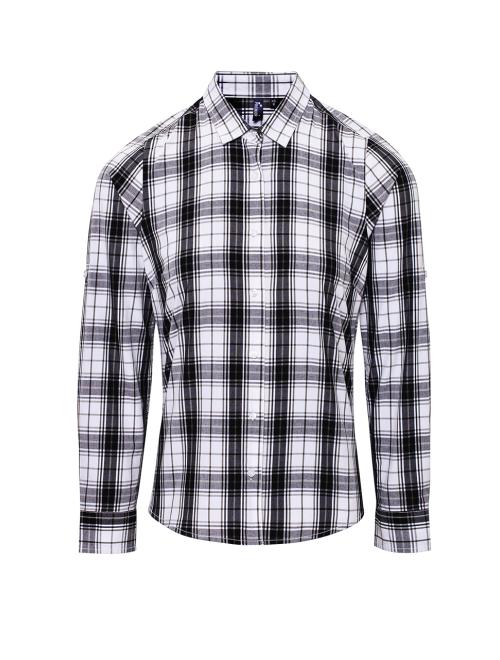 'GINMILL' CHECK - WOMEN'S LONG SLEEVE COTTON SHIRT