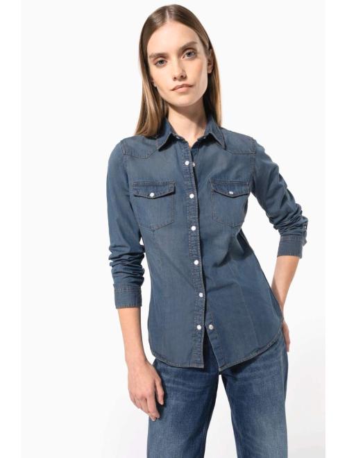 LADIES' LONG-SLEEVED DENIM SHIRT