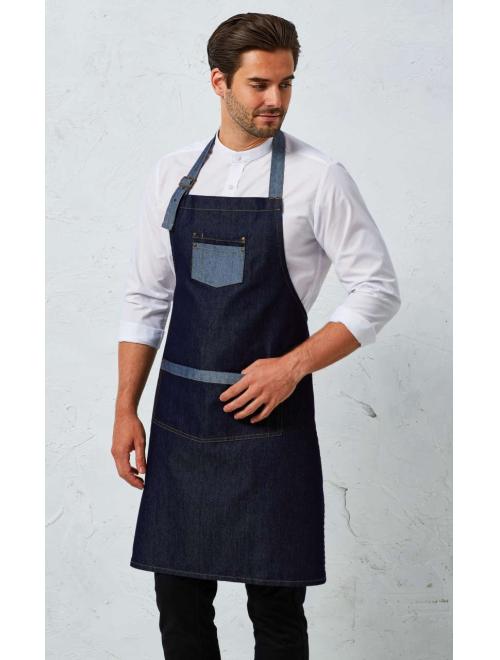 'DOMAIN' CONTRAST DENIM BIB APRON