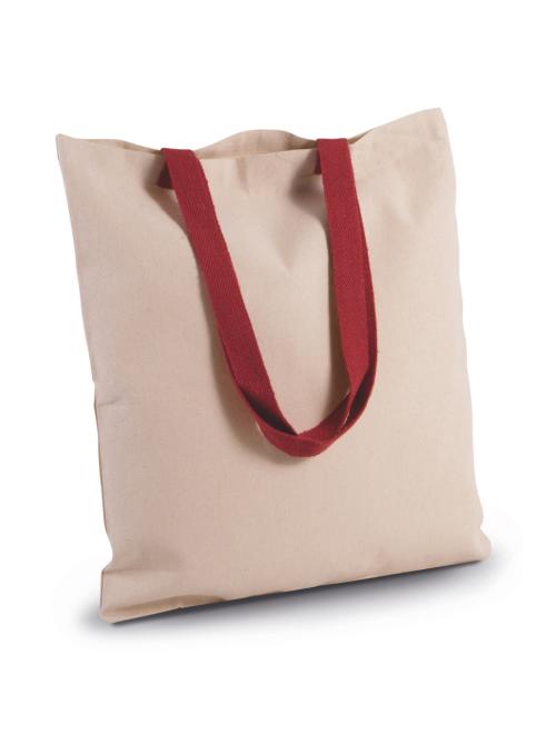 FLAT CANVAS SHOPPER WITH CONTRAST HANDLE