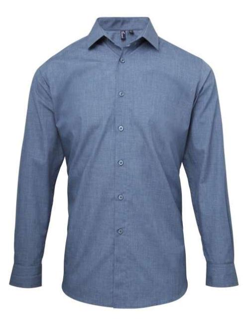 MEN'S CROSS-DYE ROLL SLEEVE POPLIN BAR SHIRT