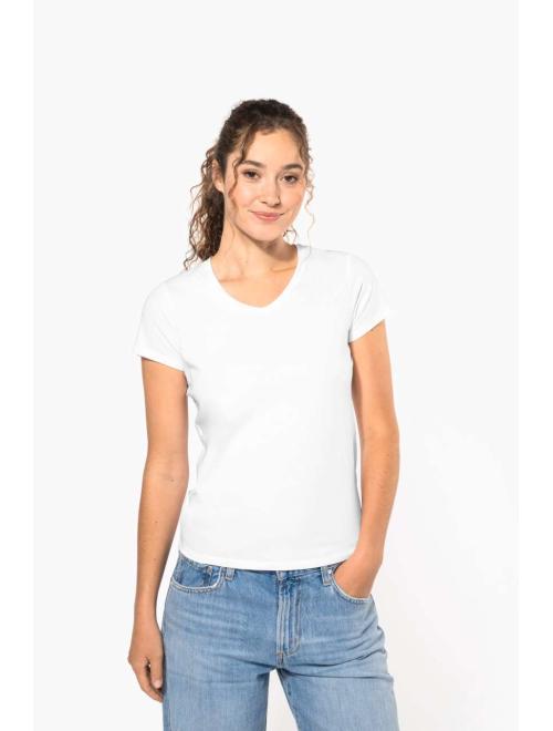 LADIES' SHORT-SLEEVED V-NECK T-SHIRT