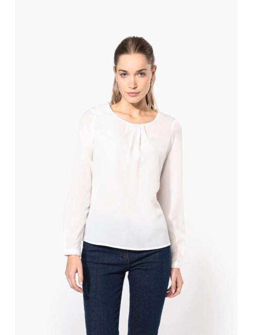 LADIES' LONG-SLEEVED CREPE BLOUSE