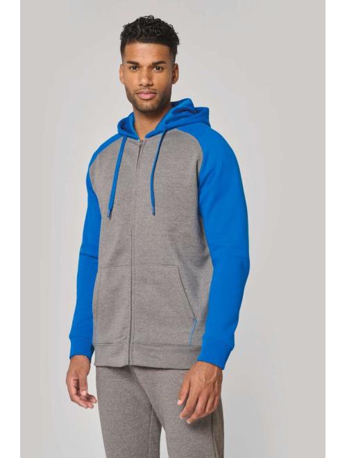 UNISEX TWO-TONE ZIPPED HOODED FLEECE JACKET