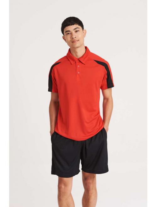 CONTRAST COOL POLO Jet Black/Fire Red