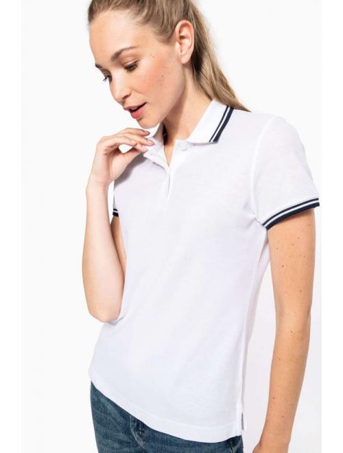 LADIE'S 2 STRIPED SHORT SLEEVED POLOSHIRT