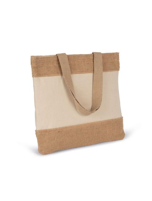 SHOPPING BAG IN COTTON AND WOVEN JUTE THREADS
