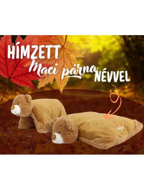 Hímzett maci párna - névvel