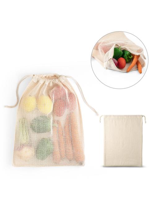 NAPOLI. 100% pamut bevásárló zsák (120 g/m²), elöl 100% pamut hálóval (100 g/m²)