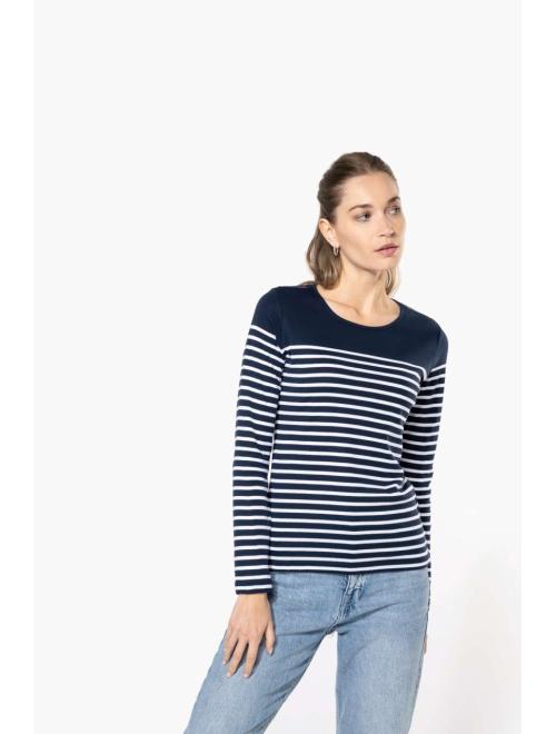 LADIES’ LONG-SLEEVED BRETON STRIPE TOP