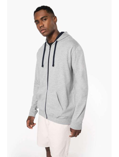 MEN'S CONTRAST HOODED FULL ZIP SWEATSHIRT