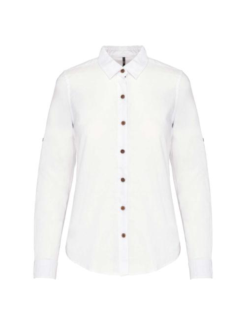 LADIES' LONG SLEEVE LINEN AND COTTON SHIRT