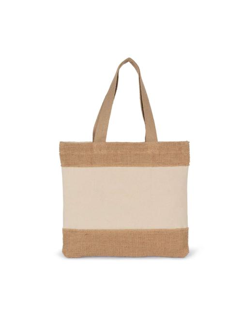 SHOPPING BAG IN COTTON AND WOVEN JUTE THREADS