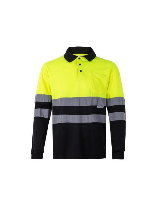 VL VULCAN. Kétszínű bird-eye póló (160g/m²), hosszú ujjú, poliészterből (100%)