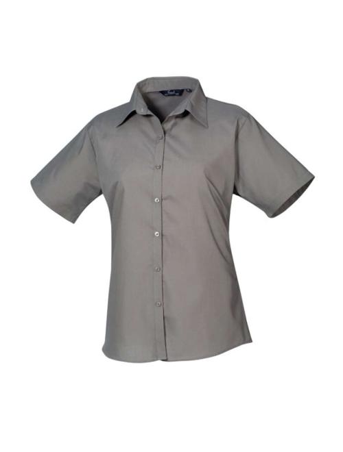 WOMEN'S SHORT SLEEVE POPLIN BLOUSE WOMEN'S SHORT SLEEVE POPLIN BLOUSE