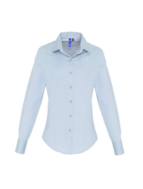 WOMEN'S STRETCH-FIT COTTON POPLIN LONG SLEEVE SHIRT