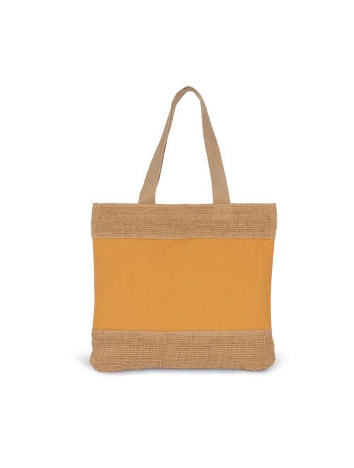 SHOPPING BAG IN COTTON AND WOVEN JUTE THREADS