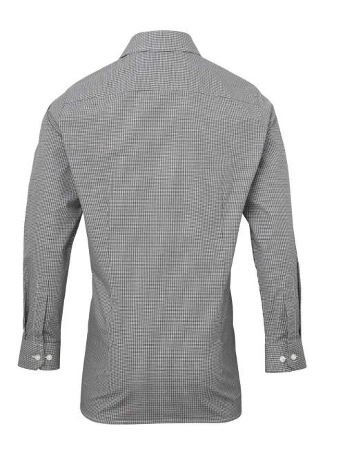 MEN'S LONG SLEEVE GINGHAM COTTON MICROCHECK SHIRT