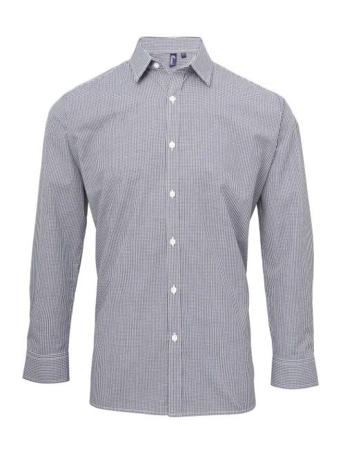 MEN'S LONG SLEEVE GINGHAM COTTON MICROCHECK SHIRT