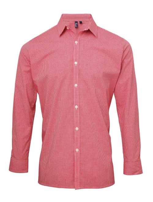 MEN'S LONG SLEEVE GINGHAM COTTON MICROCHECK SHIRT
