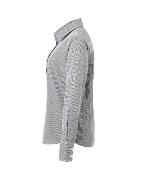 WOMEN'S LONG SLEEVE GINGHAM MICROCHECK SHIRT
