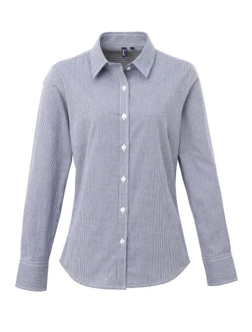 WOMEN'S LONG SLEEVE GINGHAM MICROCHECK SHIRT