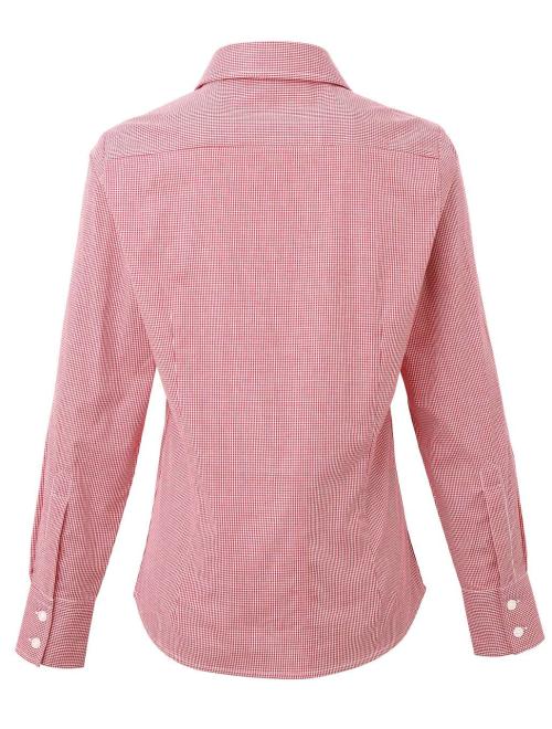 WOMEN'S LONG SLEEVE GINGHAM MICROCHECK SHIRT