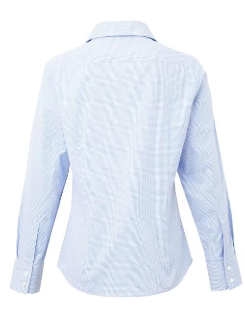 WOMEN'S LONG SLEEVE GINGHAM MICROCHECK SHIRT
