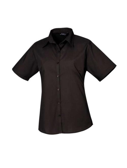 WOMEN'S SHORT SLEEVE POPLIN BLOUSE
