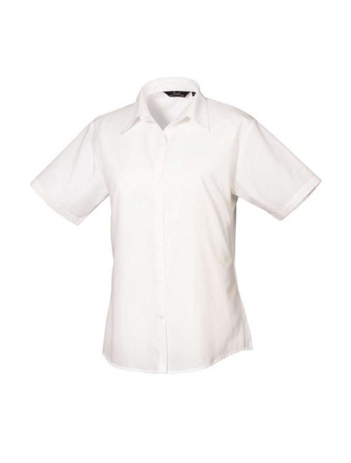 WOMEN'S SHORT SLEEVE POPLIN BLOUSE