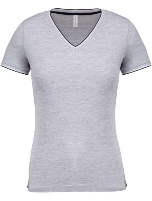 LADIES' PIQUÉ KNIT V-NECK T-SHIRT