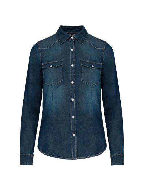 LADIES' LONG-SLEEVED DENIM SHIRT