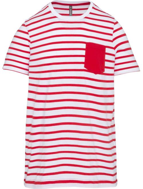 KIDS' STRIPED SHORT SLEEVE SAILOR T-SHIRT WITH POCKET
