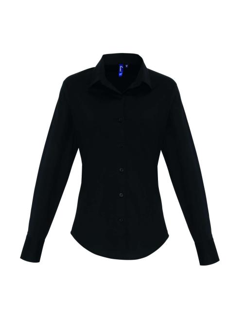 WOMEN'S STRETCH-FIT COTTON POPLIN LONG SLEEVE SHIRT