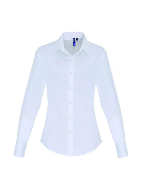 WOMEN'S STRETCH-FIT COTTON POPLIN LONG SLEEVE SHIRT