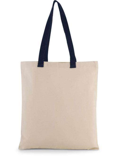 FLAT CANVAS SHOPPER WITH CONTRAST HANDLE