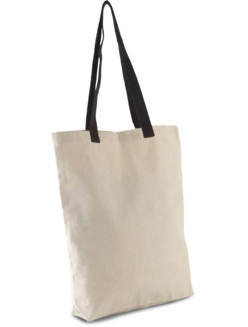 FLAT CANVAS SHOPPER WITH CONTRAST HANDLE