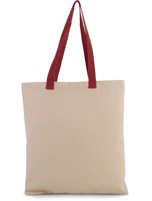 FLAT CANVAS SHOPPER WITH CONTRAST HANDLE