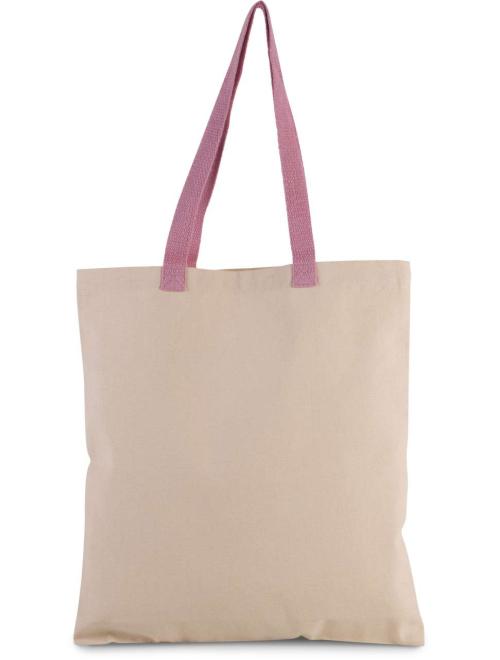 FLAT CANVAS SHOPPER WITH CONTRAST HANDLE