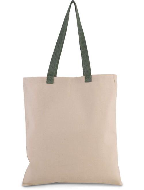 FLAT CANVAS SHOPPER WITH CONTRAST HANDLE