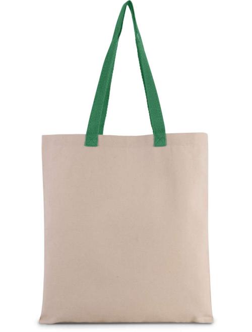 FLAT CANVAS SHOPPER WITH CONTRAST HANDLE