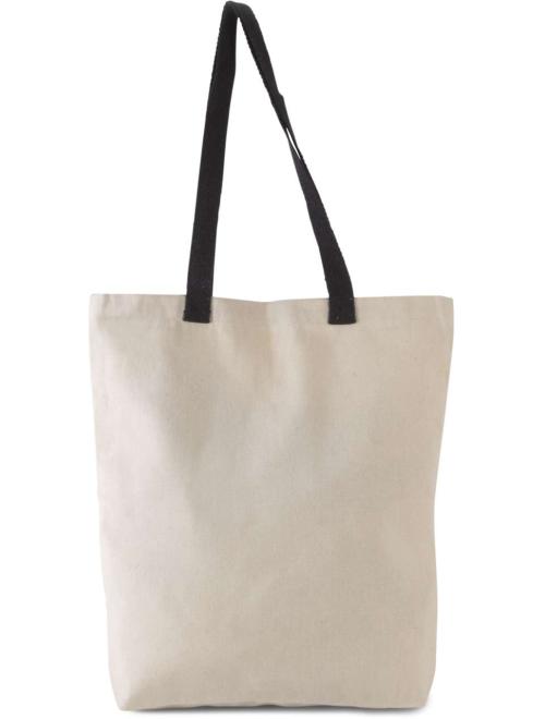 FLAT CANVAS SHOPPER WITH CONTRAST HANDLE
