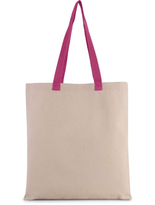 FLAT CANVAS SHOPPER WITH CONTRAST HANDLE
