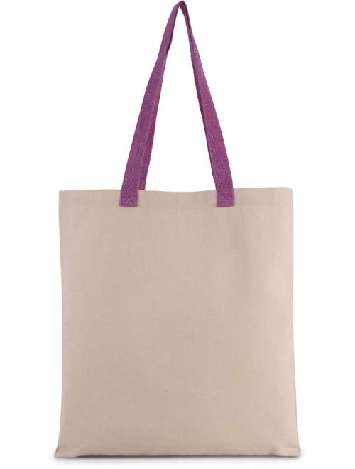 FLAT CANVAS SHOPPER WITH CONTRAST HANDLE
