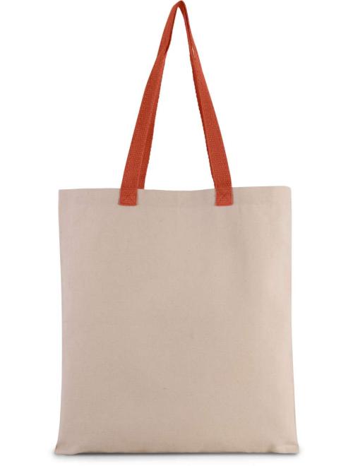 FLAT CANVAS SHOPPER WITH CONTRAST HANDLE