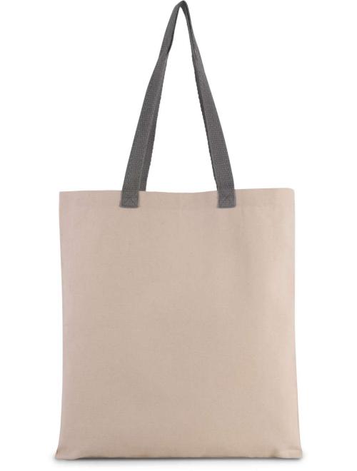 FLAT CANVAS SHOPPER WITH CONTRAST HANDLE